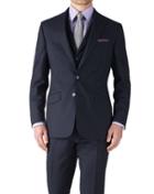 Charles Tyrwhitt Charles Tyrwhitt Dark Blue Stripe Slim Fit Flannel Business Suit Wool Jacket Size 36