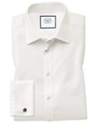 Charles Tyrwhitt Slim Fit Non-iron Poplin Cream Cotton Dress Shirt Single Cuff Size 14.5/33 By Charles Tyrwhitt