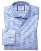  Super Slim Fit Business Casual Non-iron Modern Textures Sky Blue Cotton Dress Shirt Single Cuff Size 14/33 By Charles Tyrwhitt