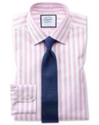 Charles Tyrwhitt Classic Fit Non-iron Jermyn Street Stripes Pink Cotton Dress Shirt Single Cuff Size 15/33 By Charles Tyrwhitt