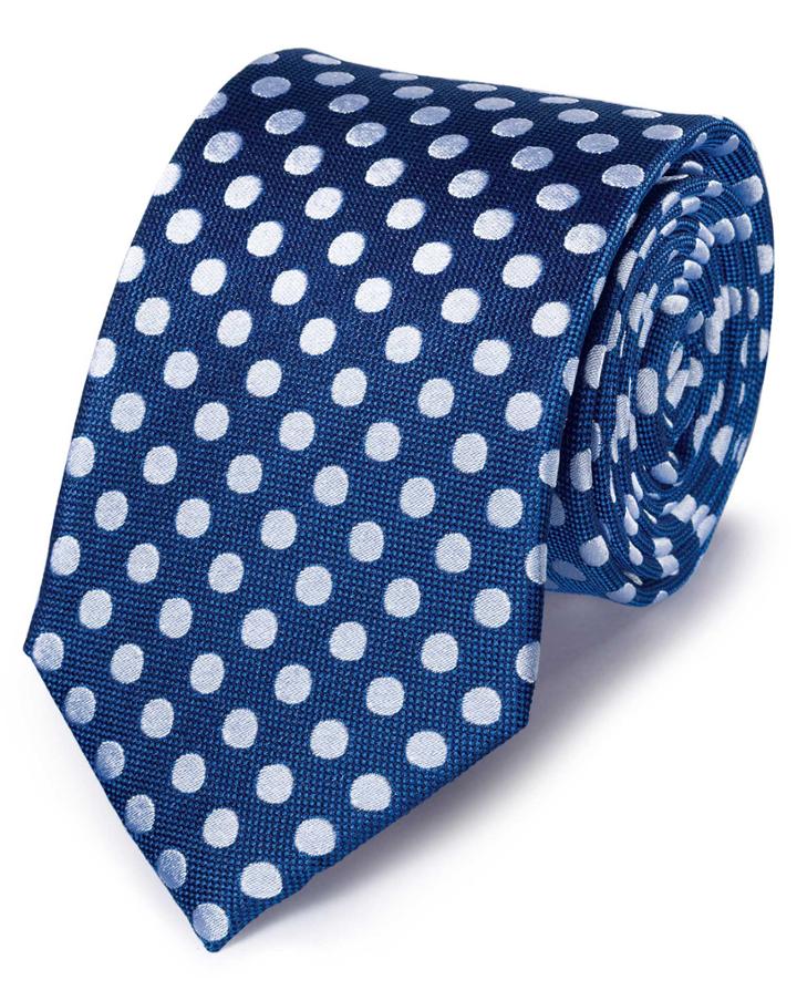  Royal And White Silk Large Spot Classic Tie By Charles Tyrwhitt
