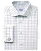 Charles Tyrwhitt Charles Tyrwhitt Slim Fit Semi-spread Collar Textured Gingham Grey Cotton Dress Shirt Size 15.5/37