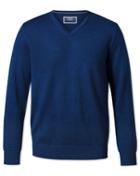  Royal Blue V-neck Merino 100percent Merino Wool Sweater Size Large By Charles Tyrwhitt