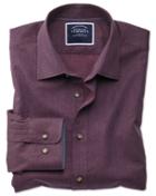  Slim Fit Burgundy Spot Print Cotton Casual Shirt Single Cuff Size Large By Charles Tyrwhitt