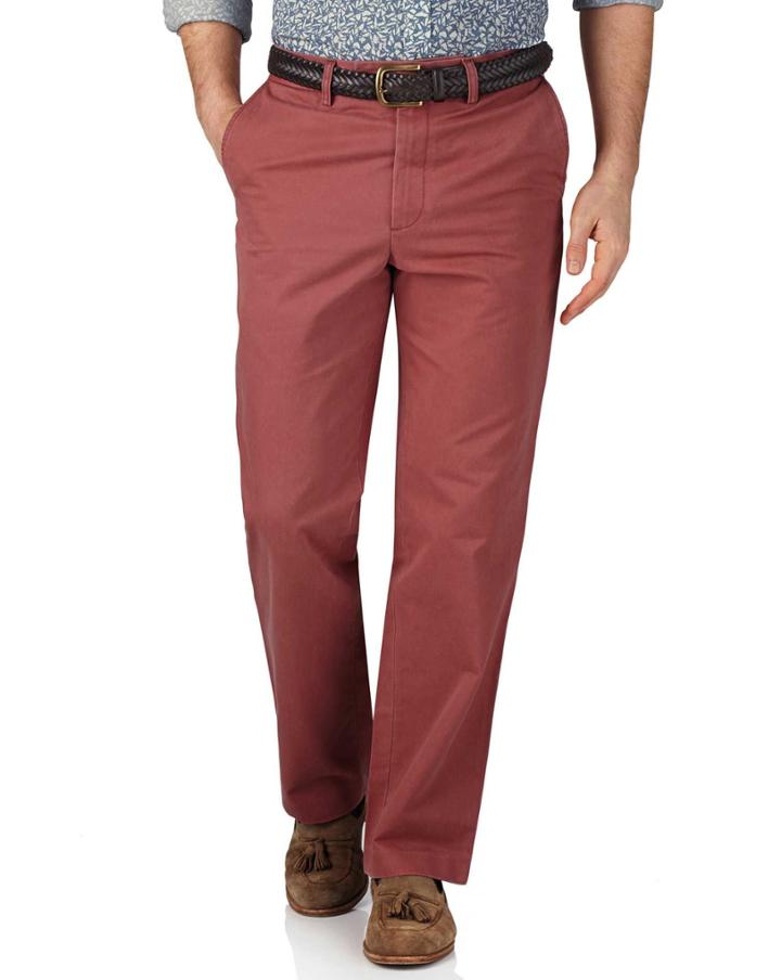 Charles Tyrwhitt Charles Tyrwhitt Light Red Classic Fit Flat Front Cotton Chino Pants Size W30 L38
