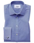 Charles Tyrwhitt Slim Fit Non-iron Prince Of Wales Blue Cotton Dress Casual Shirt French Cuff Size 14.5/33 By Charles Tyrwhitt