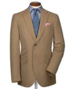 Charles Tyrwhitt Charles Tyrwhitt Classic Fit Tan Checkered Luxury Border Tweed Wool Jacket Size 36