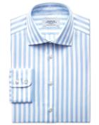 Charles Tyrwhitt Charles Tyrwhitt Classic Fit Semi-spread Collar Egyptian Cotton Stripe Sky Blue Dress Shirt Size 15/33