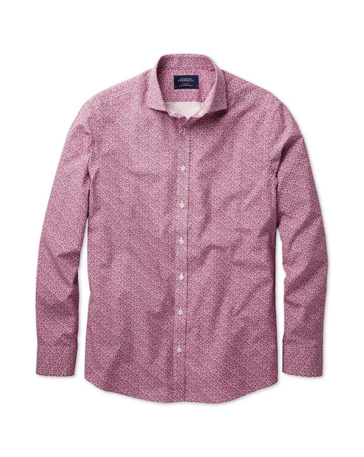Charles Tyrwhitt Charles Tyrwhitt Classic Fit Printed All Over Spot Pink Shirt
