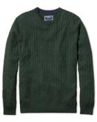  Green Crew Neck Lambswool Cable Knit Sweater Size Xxl By Charles Tyrwhitt