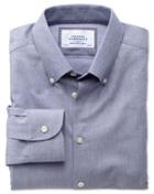 Charles Tyrwhitt Charles Tyrwhitt Slim Fit Button-down Collar Business Casual Blue Cotton/wool Dress Shirt Size 15/35