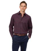  Classic Fit Burgundy Check Cotton With Tencel&trade; Single Cuff Size Medium By Charles Tyrwhitt