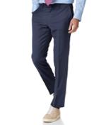  Mid Blue Slim Fit Twill Business Suit Wool Pants Size W32 L32 By Charles Tyrwhitt