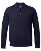  Navy Merino Zip Merino Wool Polo Collar Merino Wool Jumper Size Large By Charles Tyrwhitt
