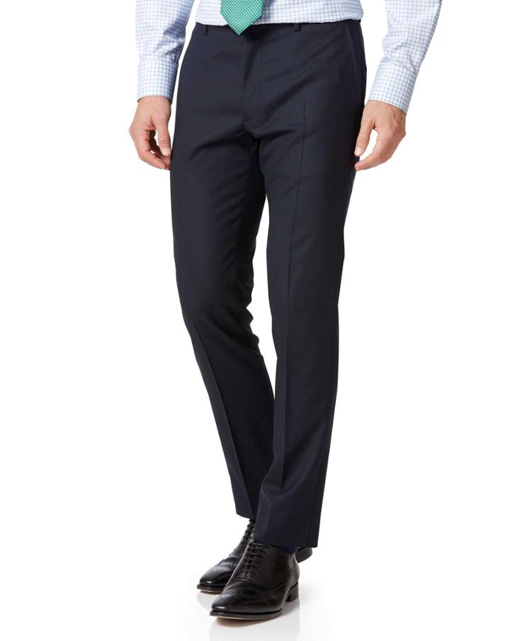  Midnight Blue Extra Slim Fit Merino Business Suit Trousers Size W34 L32 By Charles Tyrwhitt