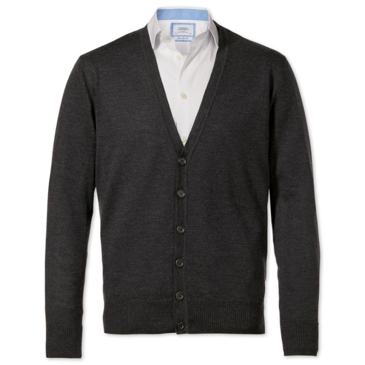 Charles Tyrwhitt Charles Tyrwhitt Charcoal Merino Cardigan (l)