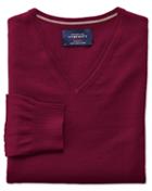 Charles Tyrwhitt Dark Red Merino Wool V-neck Sweater Size Small By Charles Tyrwhitt