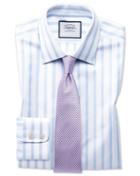  Slim Fit Egyptian Cotton Royal Oxford Sky Blue Stripe Dress Shirt Single Cuff Size 15.5/33 By Charles Tyrwhitt