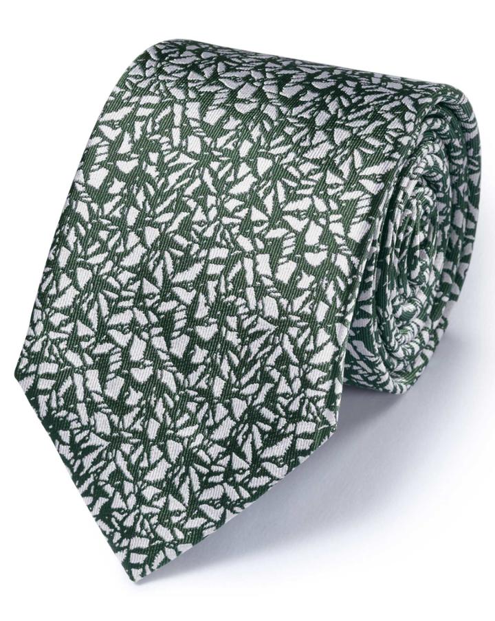 Charles Tyrwhitt Charles Tyrwhitt Khaki Silk Classic Abstract Texture Tie