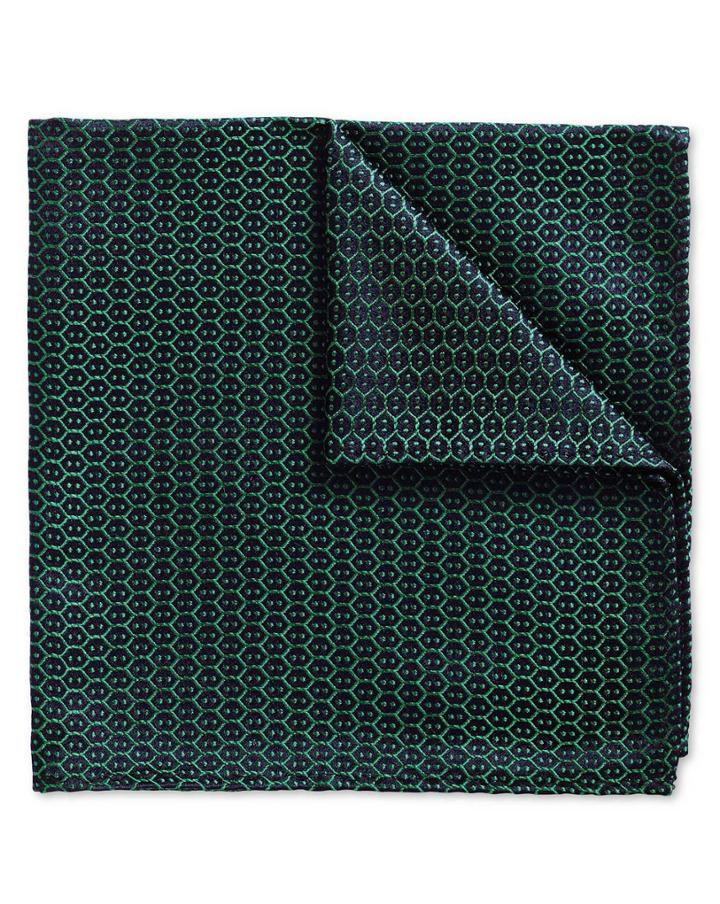 Charles Tyrwhitt Forest Green Wire Lattice Classic Silk Pocket Square By Charles Tyrwhitt