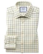  Classic Fit Navy And Green Tattersall Country Check Cotton Dress Shirt Single Cuff Size 15.5/33 By Charles Tyrwhitt