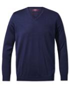  Blue V-neck Merino-silk Wool Sweater Size Medium By Charles Tyrwhitt