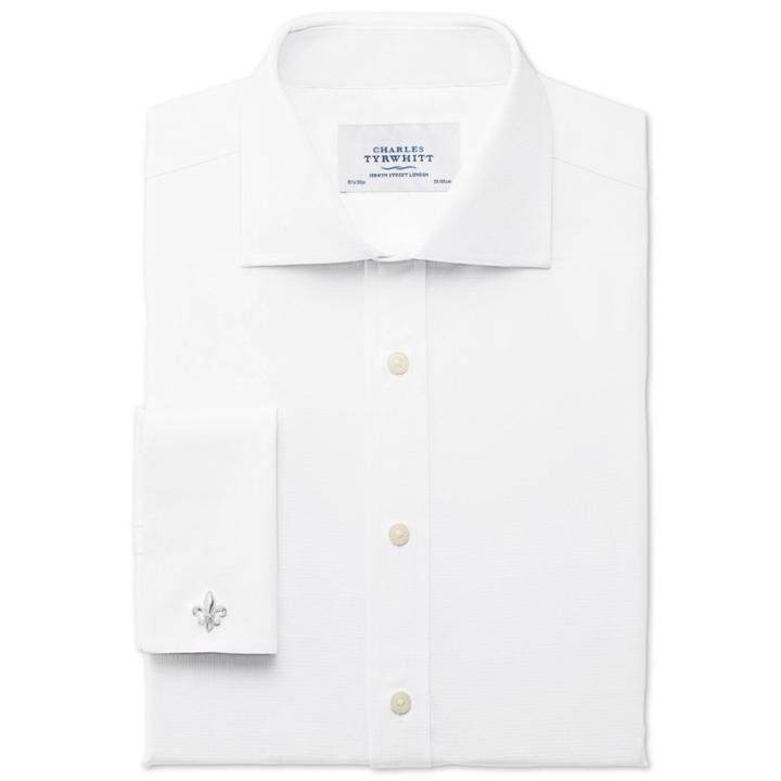 Charles Tyrwhitt Charles Tyrwhitt White Regency Weave Semi-spread Classic Fit Shirt (15 - 33)