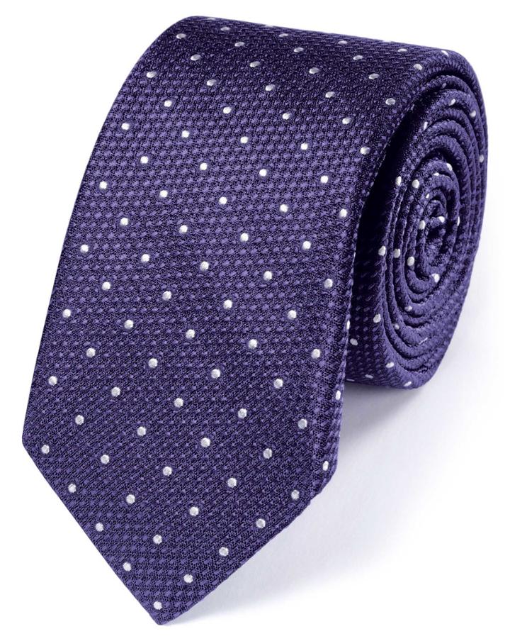 Charles Tyrwhitt Slim Purple Silk Classic Textured Spot Tie By Charles Tyrwhitt