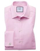 Charles Tyrwhitt Slim Fit Egyptian Cotton Trellis Weave Pink Dress Shirt French Cuff Size 14.5/33 By Charles Tyrwhitt