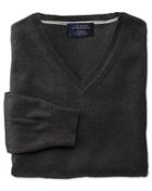 Charles Tyrwhitt Charles Tyrwhitt Charcoal Cotton Cashmere V-neck Jumper