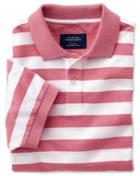 Charles Tyrwhitt Charles Tyrwhitt Classic Fit Red And White Striped Oxford Polo Shirt