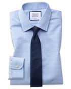  Super Slim Fit Non-iron Sky Blue Prince Of Wales Check Cotton Dress Shirt Single Cuff Size 14/33 By Charles Tyrwhitt