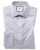  Slim Fit Non-iron Grey Triangle Weave Cotton Dress Shirt Single Cuff Size 14.5/32 By Charles Tyrwhitt