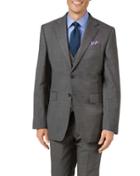 Charles Tyrwhitt Light Grey Slim Fit Sharkskin Travel Suit Wool Jacket Size 36 By Charles Tyrwhitt