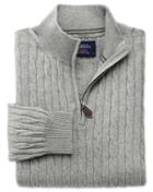 Charles Tyrwhitt Light Grey Cotton Cashmere Cable Zip Neck Cotton/cashmere Sweater Size Large By Charles Tyrwhitt