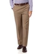  Tan Classic Fit Flat Front Non-iron Cotton Chino Pants Size W32 L30 By Charles Tyrwhitt