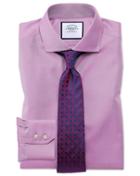  Slim Fit Spread Collar Non-iron Twill Violet Cotton Dress Shirt French Cuff Size 14.5/33 By Charles Tyrwhitt