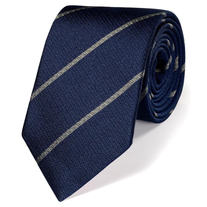 Charles Tyrwhitt Charles Tyrwhitt Classic Navy And Silver Textured Stripe Tie