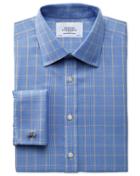 Charles Tyrwhitt Charles Tyrwhitt Classic Fit Non-iron Prince Of Wales Blue And Gold Cotton Dress Shirt Size 15/33