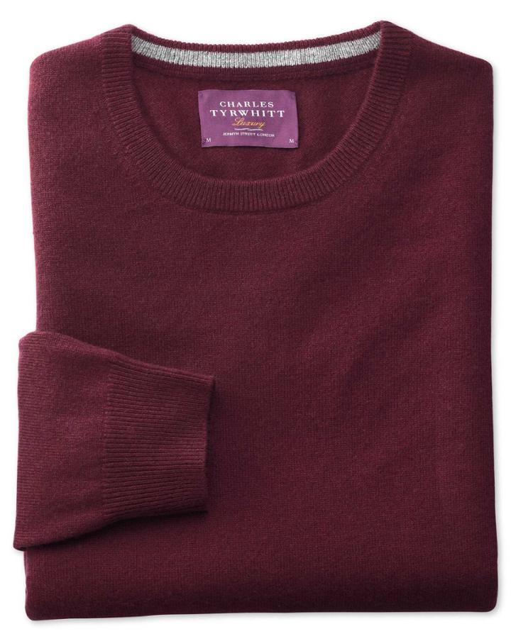 Charles Tyrwhitt Wine Cashmere Crew Neck Sweater Size Medium By Charles Tyrwhitt