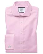  Slim Fit Pink Non-iron Twill Spread Collar Cotton Dress Shirt French Cuff Size 15.5/35 By Charles Tyrwhitt