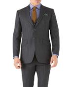  Charcoal Stripe Slim Fit Flannel Business Suit Wool Jacket Size 38 By Charles Tyrwhitt