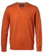 Charles Tyrwhitt Charles Tyrwhitt Orange Merino Wool V-neck Sweater Size Large