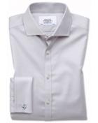 Charles Tyrwhitt Extra Slim Fit Spread Collar Non-iron Twill Grey Cotton Dress Shirt French Cuff Size 14.5/32 By Charles Tyrwhitt