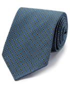  Blue And White Geometric Luxury English Hand Rolled Silk Tie By Charles Tyrwhitt