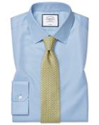  Super Slim Fit Non-iron Twill Sky Blue Cotton Dress Shirt Single Cuff Size 14/33 By Charles Tyrwhitt