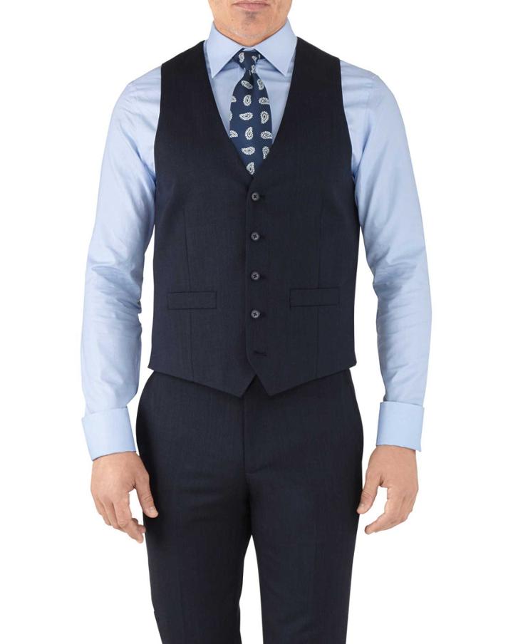 Charles Tyrwhitt Navy Adjustable Fit Hairline Business Suit Wool Vest Size W46 By Charles Tyrwhitt