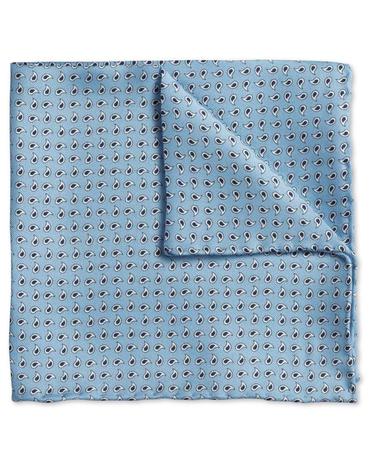 Charles Tyrwhitt Sky Paisley Classic Silk Pocket Square By Charles Tyrwhitt