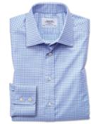 Charles Tyrwhitt Slim Fit Large Puppytooth Sky Blue Cotton Dress Shirt Single Cuff Size 15/33 By Charles Tyrwhitt