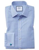Charles Tyrwhitt Classic Fit Non-iron Poplin Blue And Sky Blue Cotton Dress Shirt Single Cuff Size 15/33 By Charles Tyrwhitt